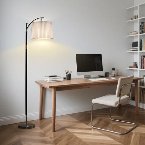 Floor Lamp, LED Floor Lamp with APP & Remote & Touch Control, Stepless Color Temperatures and Brightness, Tall Standing Lamp with Pleated Lampshade for Living Room, Bedroom, Office(Black Gold) in Saudi Arabia