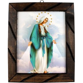 Mrcjsales-The Miraculous Virgin image in rustic frame, Oil painting, 24''x36'', 13''x18'', 10''x12'' inches, religious art image, Virgen Milagrosa, Cuadro rustico , Home decor, wall decor, church events, gifts (Medium 13x18'' inches) in Saudi Arabia