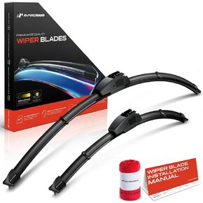 A-Premium Pack of 2 Windshield Wiper Blades with Wear Indicator & Towel - Compatible with Hyundai Sonata, Santa Fe, Ioniq, Ioniq 5, Ioniq 6, Azera, Veloster - 26" and 18", Hook Arm Connector in Kuwait