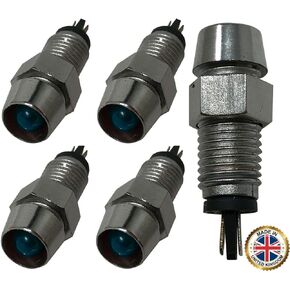 Sherco-Auto Universal 12V Blue LED Lamp Dash Panel Pilot Indicator Light - Chrome - 5 Pack in Saudi Arabia