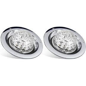 Partsam 2Pcs Watermelon Lights Dual Color Amber Blue LED Marker Turn Auxiliary Lights Prismatic Lens with Chrome Base Replacement for Peterbilt Freightliner Trucks Trailers RVs Motohomes in Kuwait
