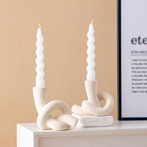 2 Pcs Ceramic Candlestick Holder, Creative Modern Knot Candle Holder Set, Table Centerpiece Taper Candle Holders Decorations for Home Decor, Wedding, Dinning, Party, Mantel, and Kitchen in Saudi Arabia