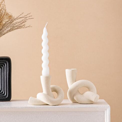 2 Pcs Ceramic Candlestick Holder, Creative Modern Knot Candle Holder Set, Table Centerpiece Taper Candle Holders Decorations for Home Decor, Wedding, Dinning, Party, Mantel, and Kitchen in Saudi Arabia