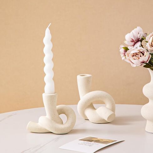 2 Pcs Ceramic Candlestick Holder, Creative Modern Knot Candle Holder Set, Table Centerpiece Taper Candle Holders Decorations for Home Decor, Wedding, Dinning, Party, Mantel, and Kitchen in Saudi Arabia