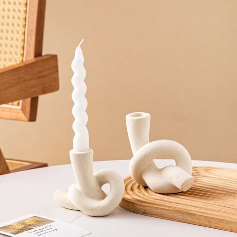2 Pcs Ceramic Candlestick Holder, Creative Modern Knot Candle Holder Set, Table Centerpiece Taper Candle Holders Decorations for Home Decor, Wedding, Dinning, Party, Mantel, and Kitchen in Saudi Arabia