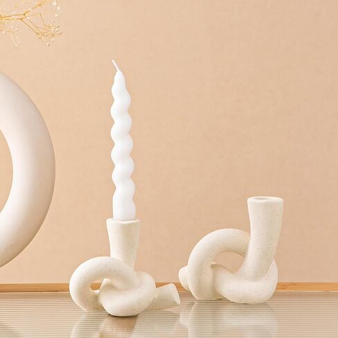 2 Pcs Ceramic Candlestick Holder, Creative Modern Knot Candle Holder Set, Table Centerpiece Taper Candle Holders Decorations for Home Decor, Wedding, Dinning, Party, Mantel, and Kitchen in Saudi Arabia