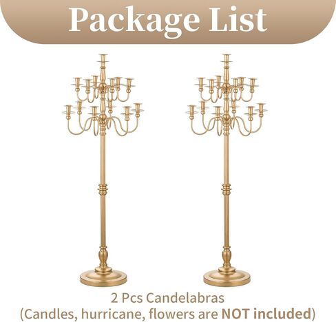 Sziqiqi Wedding Candelabra 51in: Clar Candelebras for Party Event Gold Candle Houndle Set of 2 for Candlesticks Table Centerce for Party Events in Kuwait