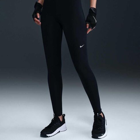 Nike Pro Women's Mid-Rise Mesh-Paneled Leggings (CZ9779-020, Black/Elemental Pink/White) in Saudi Arabia