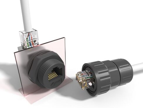 AOHUA RJ45 IP67 panel Mount Waterproof Connector with ethernet cable for cat5 cat6 (AH-RJ45-M21FC) in Saudi Arabia