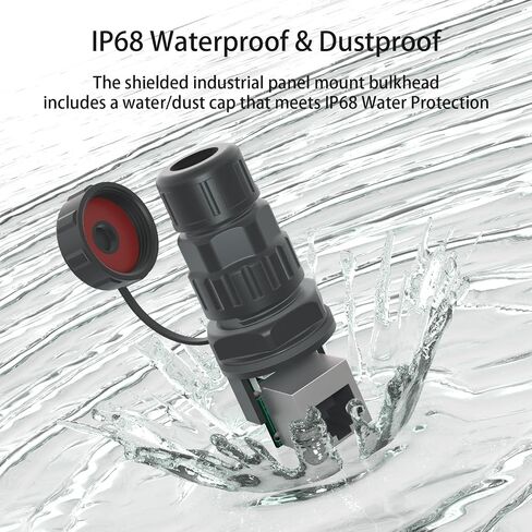 AOHUA RJ45 IP67 panel Mount Waterproof Connector with ethernet cable for cat5 cat6 (AH-RJ45-M21FC) in Saudi Arabia