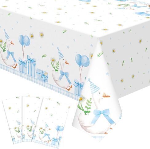 Oudain 3 Pcs Silly Goose Birthday Party Table Cloth 108 x 54 Inch One Silly Goose Table Covers Disposable Theme Party Decorations Pink Covers for Birthday Baby Shower in Saudi Arabia