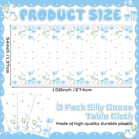 Oudain 3 Pcs Silly Goose Birthday Party Table Cloth 108 x 54 Inch One Silly Goose Table Covers Disposable Theme Party Decorations Pink Covers for Birthday Baby Shower in Saudi Arabia