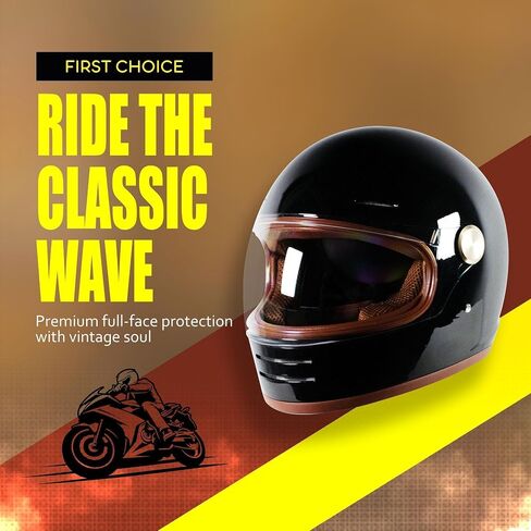 DOT Retro Vintage Full Face Motorcycle Helmet Classic Design for Men Women Lightweight Windproof Vent Cafe Racer & Cruiser Riding, Highway Commute, Touring in Saudi Arabia