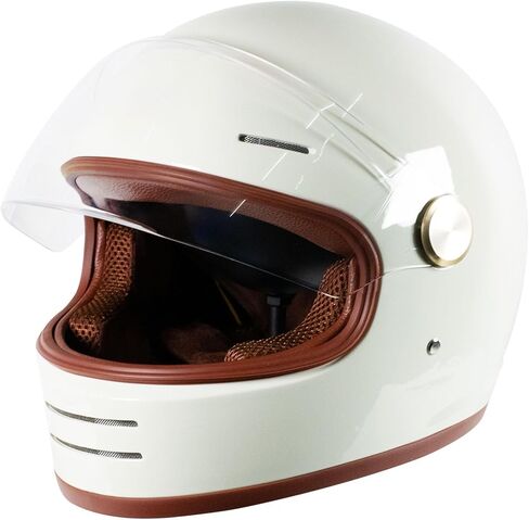 DOT Retro Vintage Full Face Motorcycle Helmet Classic Design for Men Women Lightweight Windproof Vent Cafe Racer & Cruiser Riding, Highway Commute, Touring in Saudi Arabia