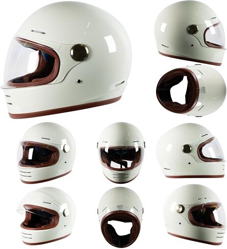DOT Retro Vintage Full Face Motorcycle Helmet Classic Design for Men Women Lightweight Windproof Vent Cafe Racer & Cruiser Riding, Highway Commute, Touring in Saudi Arabia