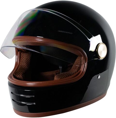 DOT RETRO VINTAGE FULL FACE دراجة نارية خوذة التصميم الكلاسيكي للرجال للنساء خفيفة الوزن مضاد للرياح VENT CAFE RACER & CRUISER RIKE ، طريق سريع ، جولة in Kuwait