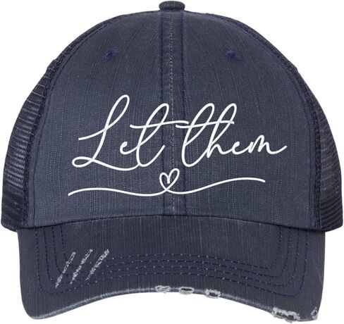 Go All Out Let Them with Heart Dad Deluxe Trucker Flatbill Baseball Structured Embroidered Hat in Saudi Arabia