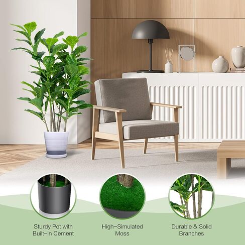 GOPLUS مزيف ورقة FIDDLE TREE TREE ، 2 حزمة 3.3 قدم طول الأشجار الاصطناعية النباتات في الأواني ث/40 الأوراق ، أشجار فو المزخرفة لمكتب منزلي داخلي in Kuwait