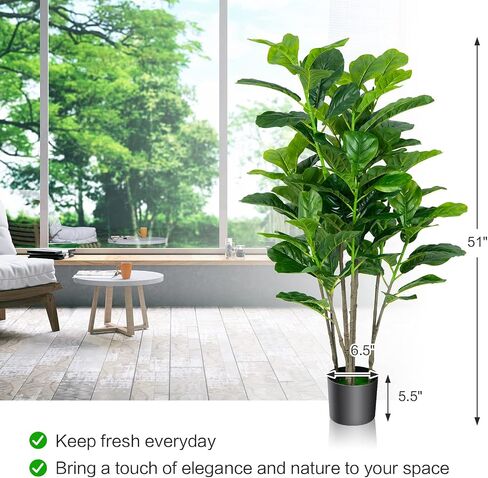 GOPLUS مزيف ورقة FIDDLE TREE TREE ، 2 حزمة 3.3 قدم طول الأشجار الاصطناعية النباتات في الأواني ث/40 الأوراق ، أشجار فو المزخرفة لمكتب منزلي داخلي in Kuwait