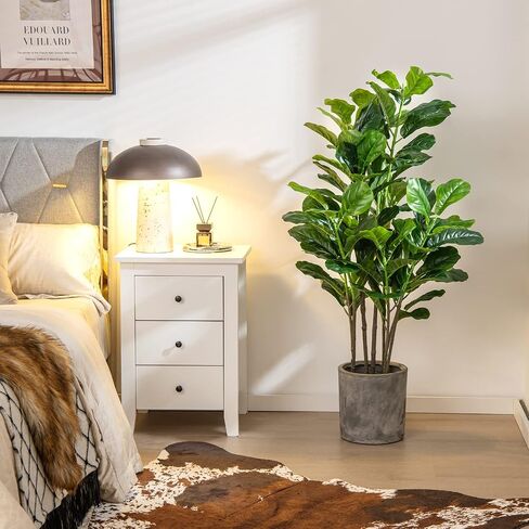 GOPLUS مزيف ورقة FIDDLE TREE TREE ، 2 حزمة 3.3 قدم طول الأشجار الاصطناعية النباتات في الأواني ث/40 الأوراق ، أشجار فو المزخرفة لمكتب منزلي داخلي in Kuwait