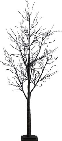 Nearly Natural 6ft. Pre-Lit Halloween Black Twig Artificial Fall Tree with 300 Orange and Purple LED Lights in Saudi Arabia