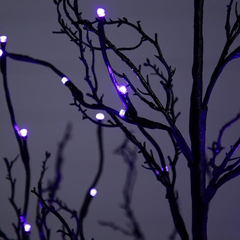 Nearly Natural 6ft. Pre-Lit Halloween Black Twig Artificial Fall Tree with 300 Orange and Purple LED Lights in Saudi Arabia