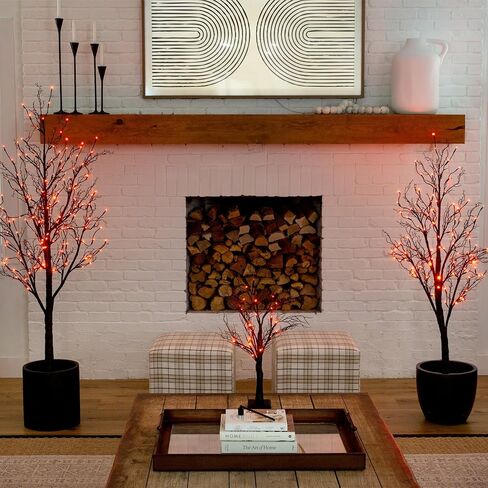 Nearly Natural 6ft. Pre-Lit Halloween Black Twig Artificial Fall Tree with 300 Orange and Purple LED Lights in Saudi Arabia