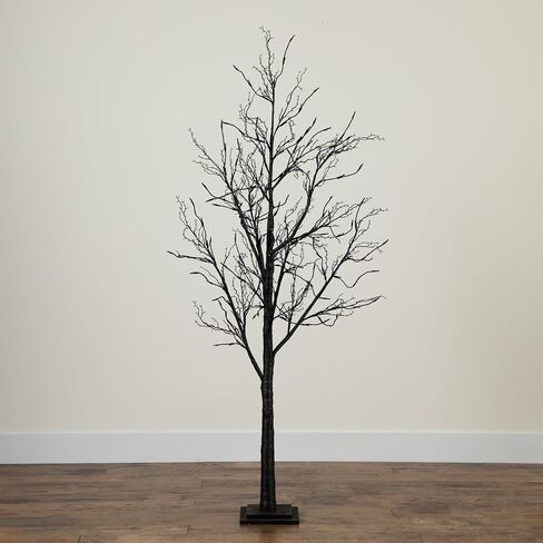 Nearly Natural 6ft. Pre-Lit Halloween Black Twig Artificial Fall Tree with 300 Orange and Purple LED Lights in Saudi Arabia