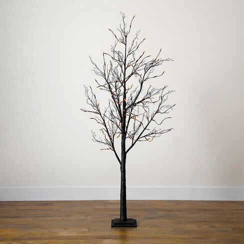 Nearly Natural 6ft. Pre-Lit Halloween Black Twig Artificial Fall Tree with 300 Orange and Purple LED Lights in Saudi Arabia