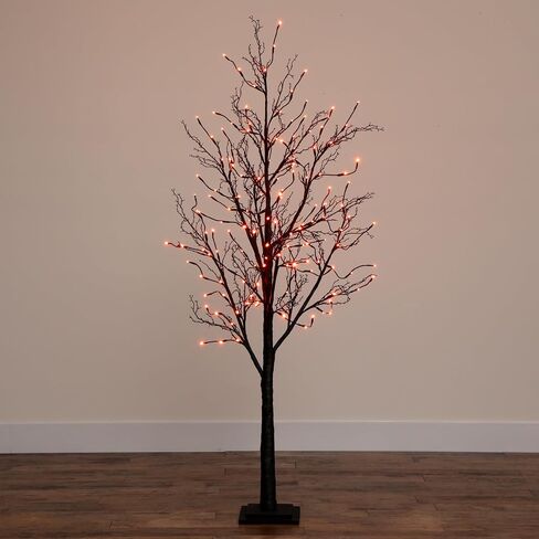 Nearly Natural 6ft. Pre-Lit Halloween Black Twig Artificial Fall Tree with 300 Orange and Purple LED Lights in Saudi Arabia