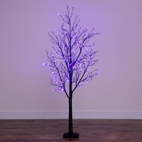 Nearly Natural 6ft. Pre-Lit Halloween Black Twig Artificial Fall Tree with 300 Orange and Purple LED Lights in Saudi Arabia