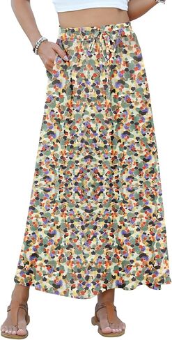 KUOTAI High Waist A-Line Skirts for Women Flowy Long Maxi Skirt with Pockets Boho for Women 2025 Trendy in Kuwait