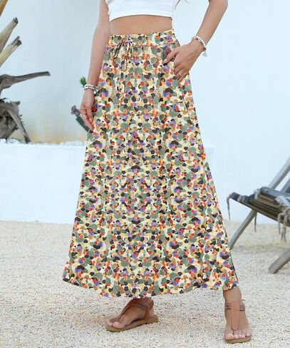 KUOTAI High Waist A-Line Skirts for Women Flowy Long Maxi Skirt with Pockets Boho for Women 2025 Trendy in Kuwait