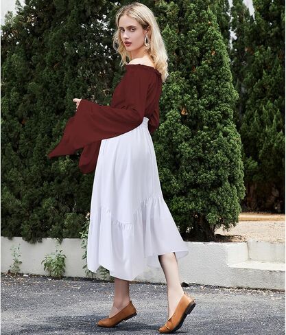 American Trends Maxi Skirts for Women Renaissance Skirt Medieval Womens Long Skirts Flowy Bohemian Pirate Skirts with Pockets in Kuwait