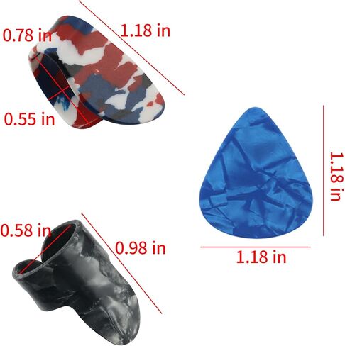 مجموعة 20 قطعة من أعواد الجيتار تتضمن 9 قطع من أعواد السبابة، و3 قطع من أعواد الإبهام، و8 قطع من أعواد الجيتار 0.46 مم للجيتار والقيثارة (ألوان مختلطة) - ملحقات الجيتار والباس، وواقي أصابع الجيتار in Kuwait