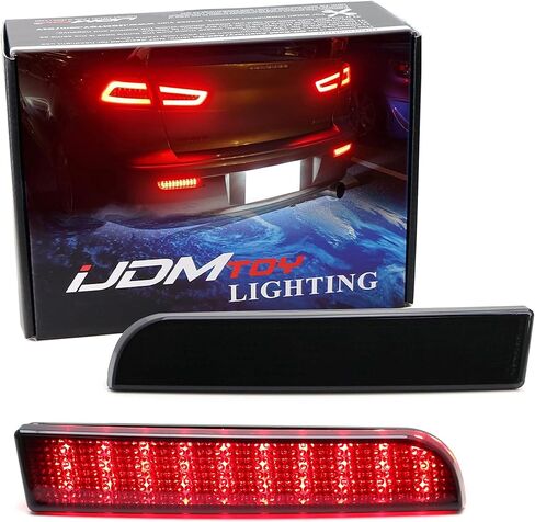 Ijdmtoy Black Lens Smoked Lens LED مصابيح عاكس المصد متوافقة مع Mitsubishi Lancer ، Evolution X أو Outlander in Saudi Arabia