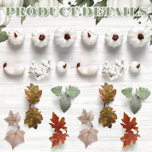 مجموعة سلة الوفرة لعيد الشكر مقاس 13.78 بوصة، تحتوي على الكثير من زخارف حصاد الخريف مع 100 قطعة من زينة اليقطين الاصطناعية لأوراق الوفرة في المنزل وطاولة عيد الشكر in Kuwait