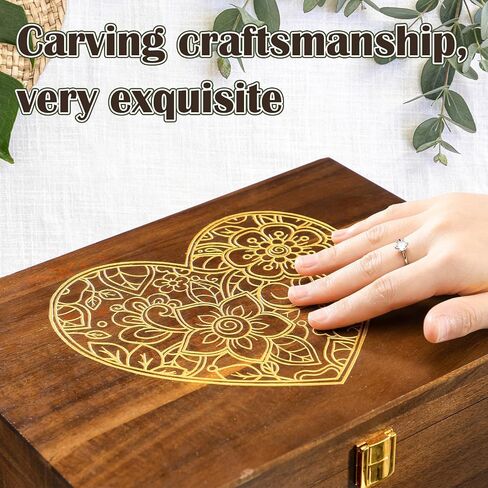 Large Wooden Wedding Keepsake Box with Lids 12 x 9 x 5.5 Inch, Wedding Memory Storage Box Engagement Gifts for Couples Newlyweds Bridal Shower Couple Gifts(Heart) in Saudi Arabia