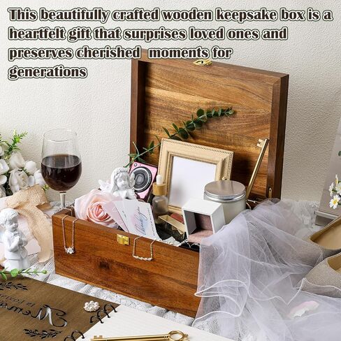 Large Wooden Wedding Keepsake Box with Lids 12 x 9 x 5.5 Inch, Wedding Memory Storage Box Engagement Gifts for Couples Newlyweds Bridal Shower Couple Gifts(Heart) in Saudi Arabia