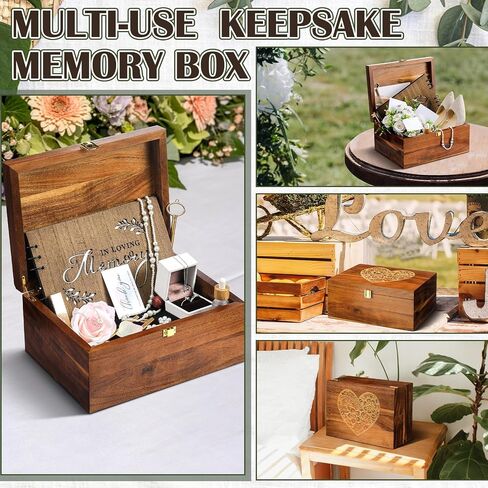 Large Wooden Wedding Keepsake Box with Lids 12 x 9 x 5.5 Inch, Wedding Memory Storage Box Engagement Gifts for Couples Newlyweds Bridal Shower Couple Gifts(Heart) in Saudi Arabia