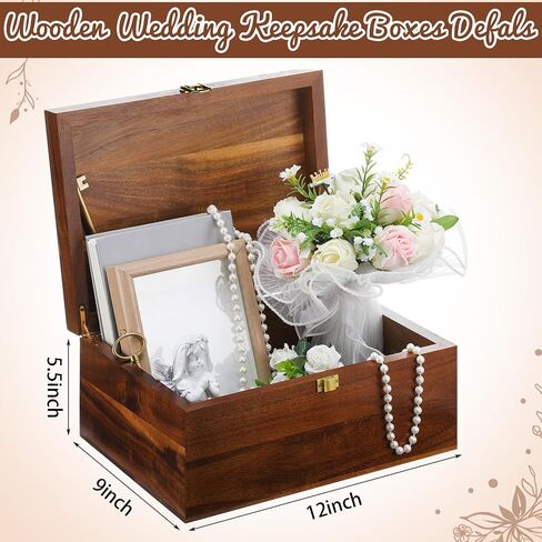 Large Wooden Wedding Keepsake Box with Lids 12 x 9 x 5.5 Inch, Wedding Memory Storage Box Engagement Gifts for Couples Newlyweds Bridal Shower Couple Gifts(Heart) in Saudi Arabia