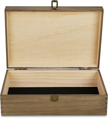 makerflo XL Natural Pine Wood Memory Box with Black Felt Inside, Hinged with Clasp, Keepsake Wooden Box Ideal for Craft and Personalization (Laser Engraving, Epoxy, UV DTF, and Vinyl) – Pack of 1 in Saudi Arabia