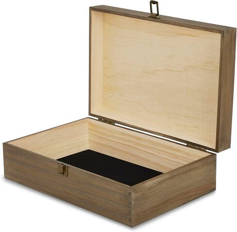 makerflo XL Natural Pine Wood Memory Box with Black Felt Inside, Hinged with Clasp, Keepsake Wooden Box Ideal for Craft and Personalization (Laser Engraving, Epoxy, UV DTF, and Vinyl) – Pack of 1 in Saudi Arabia