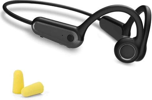 Bone Conduction Headphones Bluetooth 5.3 Open Ear Headphones with Microphones Wireless Workouts Headset Waterproof Lightweight, 8Hrs Playtime for Running, Cycling, Gym, Black in Saudi Arabia