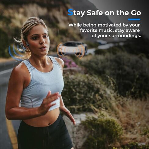 Bone Conduction Headphones Bluetooth 5.3 Open Ear Headphones with Microphones Wireless Workouts Headset Waterproof Lightweight, 8Hrs Playtime for Running, Cycling, Gym, Black in Saudi Arabia