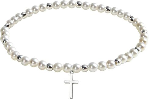 ZVVBOO 925 Sterling Silver Stretch Bracelet with Heart Pendant, Mother of Pearl, Women’s Fine Jewelry, Gift for Party in Kuwait