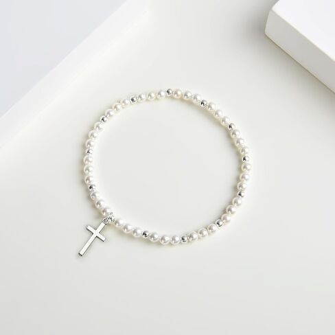 ZVVBOO 925 Sterling Silver Stretch Bracelet with Heart Pendant, Mother of Pearl, Women’s Fine Jewelry, Gift for Party in Kuwait