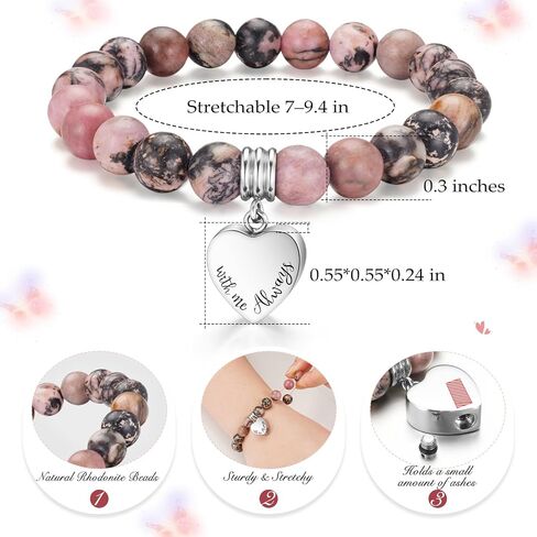 abooxiu Cremation Jewelry Urn Bracelet for Ashes Memorial Heart Ashes Keepsake Cremation Ash Bracelets Urn Jewelry for Ashes of Loved Ones for Women - With Me Always in Saudi Arabia
