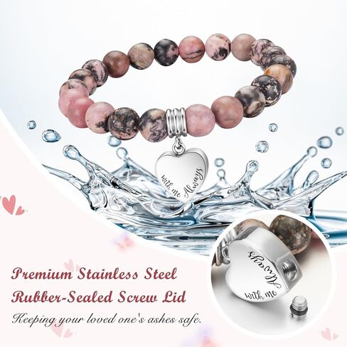 abooxiu Cremation Jewelry Urn Bracelet for Ashes Memorial Heart Ashes Keepsake Cremation Ash Bracelets Urn Jewelry for Ashes of Loved Ones for Women - With Me Always in Saudi Arabia