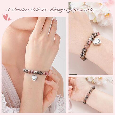 abooxiu Cremation Jewelry Urn Bracelet for Ashes Memorial Heart Ashes Keepsake Cremation Ash Bracelets Urn Jewelry for Ashes of Loved Ones for Women - With Me Always in Saudi Arabia